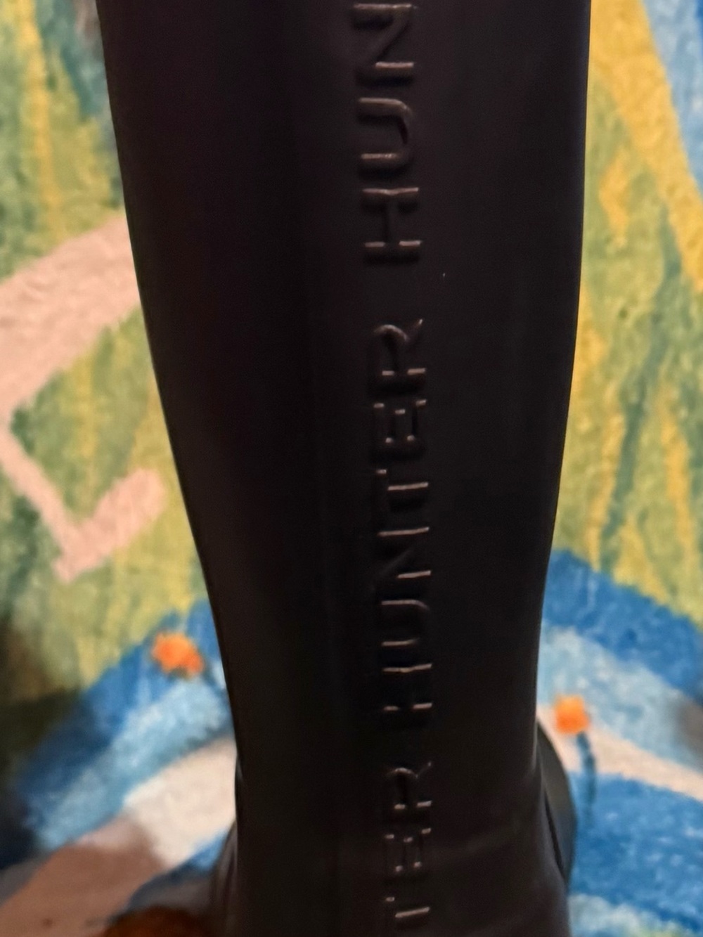 Hunter Black Tall Rubber Boots with Embossed Shaft Logo